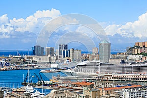 Genoa port sea view with yachts