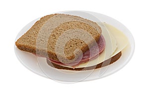 Genoa salami and provolone cheese wheat bread sandwich photo