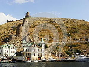 Genoese fortress Cembalo and Balaklava town, Crimea photo