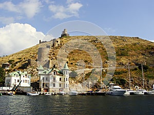 Genoese fortress Cembalo and Balaklava town, Crimea photo