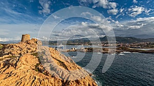 Genoese tower at La Pietra in Ile Rousse in Corsica