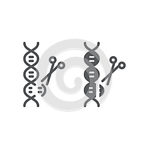 Genome editing line and glyph icon, technology and dna, dna editing sign, vector graphics, a linear pattern on a white
