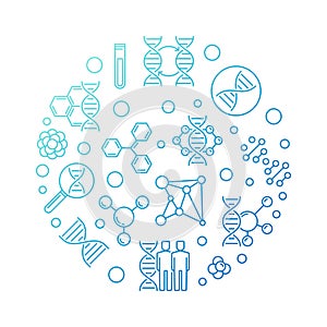 Genome Editing vector round outline blue illustration