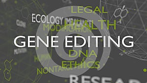 Genome editing words cloud. Ethical and safety concept