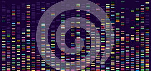 Genome map. DNA test and barcoding visualisation, abstract big genomic data sequence columns vector background photo