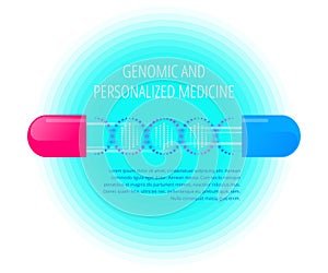 Genomic personalized medicine concept vector illustration. Flat