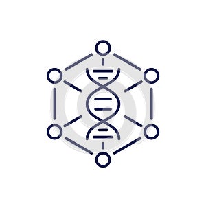 Genomics line icon, dna research photo