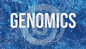Genomics Theme with abstract cityscape photo