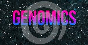 Genomics theme with abstract network patterns photo