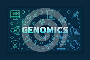 Genomics vector colorful line banner on dark background photo