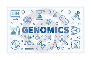 Genomics vector horizontal outline science banner