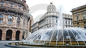 Genova fountain Piazza de Ferrari water jet square big plaza italian vacation landmarks