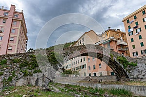 Genova Nervi historical village district houses old roman bridge