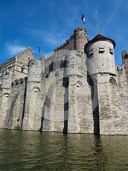 GENT, BELGIUM- 03.25.2017 Medieval castle Gravensteen or Castle of the Counts.