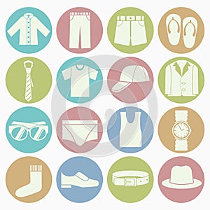 Gent clothes icons set