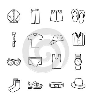 Gent clothes icons set photo