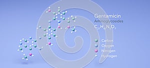 gentamicin molecule, molecular structures, cidomycin, 3d model, Structural Chemical Formula and Atoms with Color Coding photo