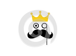 Gentelman prince crown mustache logo