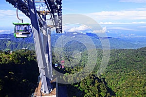 GENTING HIGHLANDS, MALAYSIA - DECEMBER 21 : Tourists travel on cable car of Genting Skyway. It is a gondola lift connecting Gohton