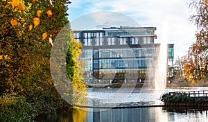 Genting Hotel with a lake in the foreground