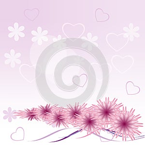 Gentle background with hearts and lilac colors