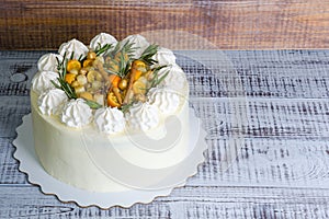 Gentle cream cheese cake with anise and kumquat