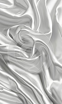 The gentle curves and softness of white satin showcase the fabric's luxurious texture and high-quality material