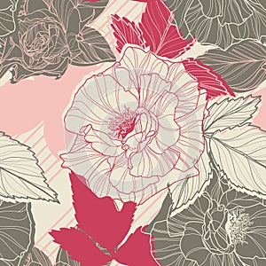 Gentle floral seamless pattern with handdrawn