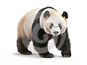 Giant panda with black and white fur walks gracefully Generative AI Illustration photo