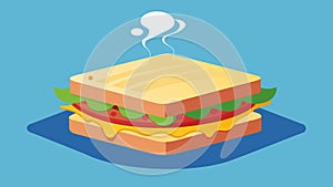 The gentle hiss of the press releasing a piping hot sandwich enticing customers with its delicious smells.. Vector photo