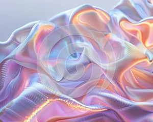 Gentle holographic waves with soft pastel luminosity. AI generated