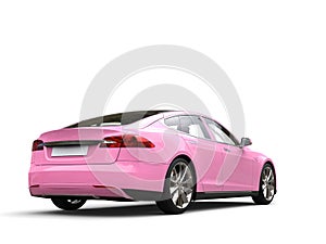 Gentle pink modern electric sports car - back view