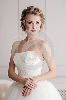 Gentle portrait of bride blonde