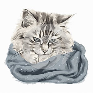 Gentle Ragamuffin Cat on Cozy Blanket