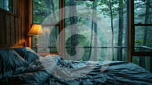 The gentle rhythm of the rain against the cabins windows sets the perfect ambience for a rejuvenating nights sleep. 2d