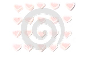 Gentle romantic background marshmallow hearts of Valentine`s Day pattern