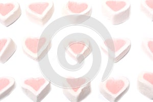 Gentle romantic background marshmallow hearts of Valentine`s Day pattern