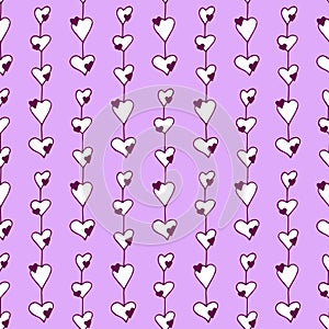 Gentle seamless pattern with hand-drawn hearts