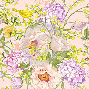 Gentle Spring Floral Seamless Background