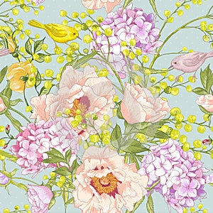 Gentle Spring Floral Seamless Background