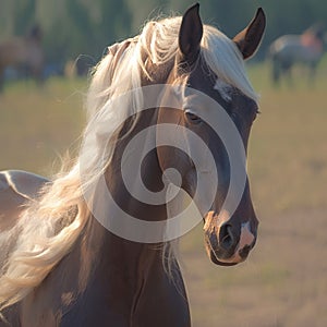 Gentle strength A captivating portrait view of a majestic horse