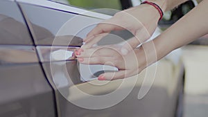 Gentle touchings to the handle of electric car