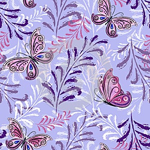 Gentle violet seamless floral pattern