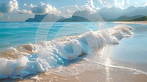 Gentle waves lapping at a secluded sandy beach