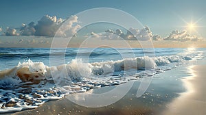 Gentle waves lapping at a secluded sandy beach