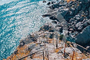 Gentle waves and sea foam from a tropical sea splash