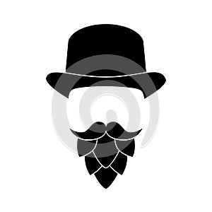 Gentleman with beard made of hop cone. Vector illustration.