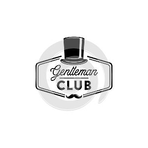 Gentleman club logo cylinder white vector illustration