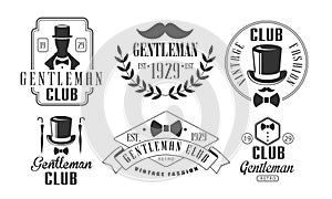 Gentleman Club Vintage Logo Templates Set, Retro Fashion Club Emblems Vector Illustration photo