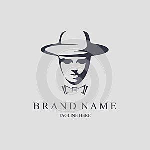 gentleman face hat bowties executive logo template design for brand or company and other
